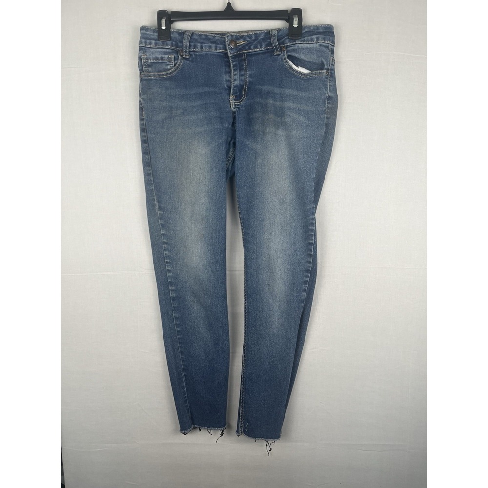 Alloy Apparel Womens Jeans 32x28 Blue Skinny Raw Hem Stretch